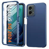 For Motorola Moto G-5G-2024 Case: Phone Case With Built-In Screen Protector Protective Silicone Cell Phone Cover Rugged Shockproof Full Body Slim Dual Layer Cover For Men Women Kids Blue