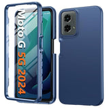 For Motorola Moto G-5G-2024 Case: Phone Case With Built-In Screen Protector Protective Silicone Cell Phone Cover Rugged Shockproof Full Body Slim Dual Layer Cover For Men Women Kids Blue