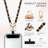 Phone Crossbody Strap, Cell Phone Lanyard For Women, 1× Leather Phone Strap, 1× Leather Phone Wrist Strap, 2× Pads, Phone Charm Compatible With Most Smartphones, Women'S Bag(Adjustable Black)