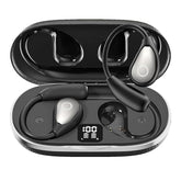 Open Ear Earbuds Wireless Bluetooth Headphones, 60Hrs Playtime, Stereo Sound Over Ear Buds With Ipx7 Waterproof Noise Canceling Earphones, Ideal For Fitness, Travel - Black