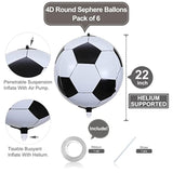 6 Pack Giant 22 Inch Basketball Foil Balloons 4D Sephere Mylar Football Balloons Helium Metallic Balloons For Birthday Party Sports Themed World Cup Party Decorations