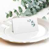 Place Cards For Wedding Or Party, Seating Place Cards For Tables, Scored For Easy Folding, Flower Design 100 Pack, 2 X 3.5 Inches