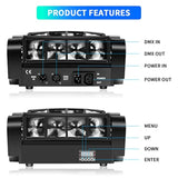 Spider Moving Head Light 8X10W Leds Beam Dj Lights Rgbw Sound Activated And Dmx-512 Control For Party Pub Festival Disco Show Wedding Event Stage Lighting - 2 Packs