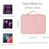 12.9 Inch Tablet Sleeve Bag For Women Fits Ipad Pro 12.9 M2 2022/2021/2020/2018/Pro 12.9 2017, Surface Laptop Go 12.4", Galaxy Tab S8+ 12.4", Waterproof Bag Carrying Case With Pocket (Pink)