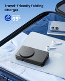 Magnetic Wireless Charging Station for : Upgraded Certified 15W 3-in-1 Magsafe Wireless Charger Stand, Foldable Travel Fast Charger for iPhone