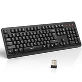 Wireless Keyboard, 2.4G Silent Full-Size Usb Keyboard With Number Pad, Ergonomic Keys & Adjustable Feet, Compatible With Laptop, Pc, Desktop, Notebook, Windows 11/10/8/7 Black