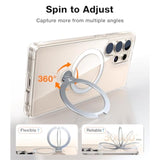 360° Spin Magnetic Stand Case for Samsung Galaxy S25 Ultra, MagSafe, Clear