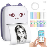 Sticker Printer, Thermal Bluetooth Inkless Printer With 10 Rolls Paper, Sticker Maker, Print Pod, Perfect For Notes, Journal, Diy, Kids Gifts, Compatible With Android & Ios