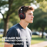 B10 Bluetooth Headphones Over Ear, Lightweight Folding Stereo Bass Wireless Headset With Mic, 50H Playtime, Volume Control, Bluetooth 5.3 Headphones For Ipad/Travel/Tablet/Pc (Black)
