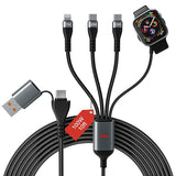 100W 2 USB C Multi Charging Cable for Apple Watch - 10ft USB C Fast Charging Cord with Dual USB-C (100W/10W), Lightning & Magnetic Apple Watch