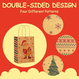 24 Pcs Small Christmas Gift Bags With Handles, 4 Designs Xmas Kraft Paper Bags For Christmas Goody Bag, Party Favors (5.8 X 3.2 X 8.25)