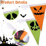 164ft Halloween Pennant Banner Flags, 5pcs Scare Face Fabric Triangle Bunting