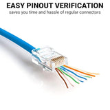 200-Pack Rj45 Pass Through Connector, Cat6, Gold Plated Ez Pass Cable Pass Thr