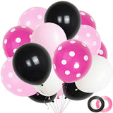 60-Pack 12" Black & Pink Thick Latex Polka Dot Balloons