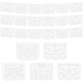 White Papel Picado Banner, 20 Ft Cinco De Mayo Decoration Plastic White Mexican Banners For Parties And Weddings - 5 De Mayo Mexican Themed Birthday Party Decorations Supplies (5 Designs)