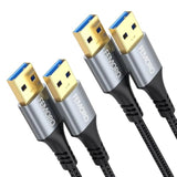Usb A To Usb A Cable 3Ft 2 Pack, Usb 3.0 5Gbps Data Transfer & 5 V/2.4 Charging Male To Male Double Sided Cord Replacement For Laptop Monitor Pc Tv Kvm Cooler Dvd Player And More