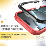 Designed For Iphone 16 Pro Case With Belt Clip Holster & Kickstand, Screenless Dual-Layer Shockproof Phone Case - Red & Black