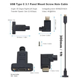 Usb C Male To Female Extension Cable 1Feet/30Cm, Right& Left Angled 90 Degree