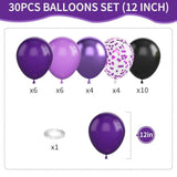 Purple Black Balloons 12 Inch Metallic Dark Purple with Confetti Latex Party Decorations