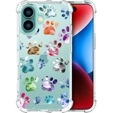 Cases Compatible With Iphone 16 Case For Women Cute Phone Case Clear Design, 16 Case Transparent Cool Kawaii Protective,Lovely Dogs Paws Animal Watercolor