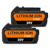 2 Pack 8.5Ah 20V Dcb207 Battery Replacement For Dewalt 20V 8.0Ah Battery Dcb208 20V Max Xr Lithium Ion Battery Compatible With Dewalt 20V 7.0Ah Battery