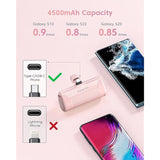Portable Charger Usb C Power Bank 4500Mah Small Portable Phone Charger Android Compact Plug In Battery Pack Portable Compatible With Iphone 15, Samsung Galaxy, Moto, Lg, Pixel, Pink