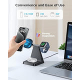 Charging Station For Multiple Devices Apple: 3 In 1 Magnetic Wireless Charger Stand For Mag Safe Iphone - Nightstand Charging Dock For Iphone 16 15 14 13 12 Pro Max Plus Apple Watch Airpods