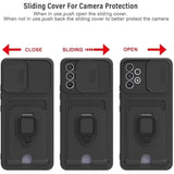 Crossbody Strap Case For Samsung Galaxy A16 4G / 5G With Card Holder Magnetic Ring Kickstand, Adjustable Lanyard Silicone Shockproof Camera Cover For Samsung Galaxy A16 4G / 5G 6.7". Black