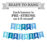 Pre-Strung Blue Happy Birthday Banner β No DIY, 6ft Party Decor for All Ages