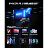 65W Usb C Car Charger, Dual Port Fast Charging Car Adapter With Pd3.0 Qc3.0 Compatible With Iphone 14/14 Pro/13/13 Pro/13 Pro Max, Macbook Air, Samsung Galaxy S20/10, Pixel, Ipad Air And More