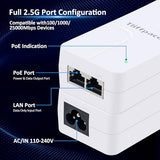 Poe+ Injector 2.5Gb, Converts Non-Poe To Poe, 100/1000/2500Mbps And 802.3At/Af Compliant, Plug & Play, Up To 100M(328 Ft), 52V 30W Poe Adapter For Ip Camera/Ip Phone/Access Control System