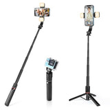Phone Tripod & Selfie Stick with Light & Remote, 42" Extendable Selfie Stick Cell Phon Travel Tripod Stand Compatible with iPhone Android, Camera,