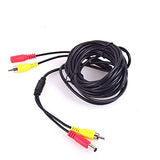 Car RCA DC Audio Video AV Extension Cable for CCTV Security, Truck Bus Trailer Reverse Parking Camera (5 Meters/16 Feet) - 2 in 1 RCA Video & DC