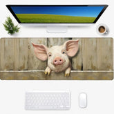 Farmhouse Pig Gaming Mouse Pad, Desk Mat, Non-Slip Rubber Base Cool Aesthetic Mousepads For Computer Laptop Keyboard Office School Home Desktop Accessories Decor 31.5" X 11.8"