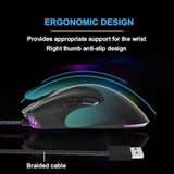 Sm-91 Wired Gaming Mouse, 60G Lightweight, 7200 Dpi, Anti-Slip Mouse Grip Tape, 7 Programmable Buttons And Rgb Backlight, Braided Cable