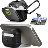 SwitchEasy Defender+ AirPods Pro Locking Case 2nd Generation & 1st Generation - Wireless Charging Case with Phone Stand, Shockproof Protection for Apple AirPods, AirPod Pro Case with Lock - Space Gray