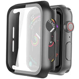 2-Pack Black Hard PC Case & Tempered Glass for Apple Watch 44mm Series 6/5/4/SE