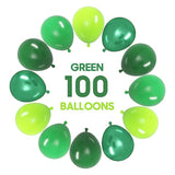 100pcs Green Balloons 12" Dark Emerald Lime Chrome Jungle Safari Party Decor