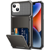 Titacute For Iphone 14 Plus Case Wallet 5 Credit Card Holder Slot Flip Cover Design Back Pocket Dual Layer Armor Anti-Scratch Hard Shell Hybrid Tpu Protective Bumper For Iphone 14+ 6.7 Gunmetal Bronze