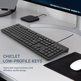 Wired Keyboard, Ultra-Thin Usb Wired Computer Keyboard, Low-Profile Keys, Spill-Resistant, Multimedia Keys, Compatible With Windows, Mac, Chrome, Linux, And Android-Black
