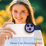 52mm Clip-On CPL Camera Lens Filter for iPhone Samsung Motorola Xiaomi
