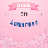 Bruh I'M 6 Banner Blue Glitter 6Th Birthday Party Bunting Garland For Kids Boys Happy 6Th Birthday Party Sign Funny Six Years Old Birthday Party Decoration Supplies