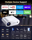 Mini Projector With Wifi And Bluetooth, 400 Ansi Portable Mini Projectors For Iphone, Native 1080P 4K Support Home Theater For Outdoor, 200 Display For Smartphone/Hdmi/Usb/Tv Stick