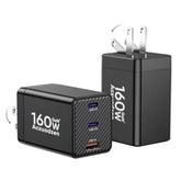 2-Pack 160W USB-C Charger, 3-Port GAN Fast Charger with Dual 65W USB-C