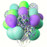 Blue Purple Green Balloons,Blue Purple And Green Confetti Balloon Theme Birthday Party,12 Inch,Pack Of 50
