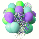 Blue Purple Green Balloons,Blue Purple And Green Confetti Balloon Theme Birthday Party,12 Inch,Pack Of 50