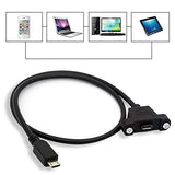 2 Pcs Micro USB 2.0 5 Pin Male to Female Extention Cable 0.3M/1Ft with Panel Mount Hole Including Mounting Screws for Transfering Data with Computer