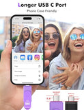 128Gb Dual Usb C 3.2 Flash Drive, Up To 150Mb/S Type C Thumb Drive With Keychain And Led Light, Exfat Memory Stick For Iphone 15,16 And 17, Ipad, Android Phone, Macbook, Laptop, Purple
