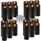 24 Pack Black Halloween Decoration Flickering Flameless Candles(D2.2 xH 5" 6" 7"), Battery Operated LED Pillar Candles with Remote Control and Timer,for Home Decor.