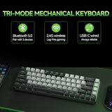 Tmkb T68 60% Wireless Mechanical Gaming Keyboard, Tri-Mode Bt5.0/2.4Ghz/Usb-C With Blue Switch, Rgb Backlight, Anti-Ghosting, Compact 68 Keys, Wired/Wireless, Black/Gray